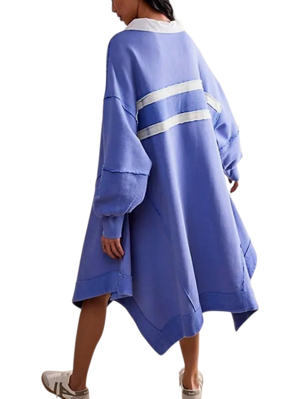 Free People Blair Sweatshirt Blue Varsity Polo Oversized Tunic XS NWT - Picture 2 of 14